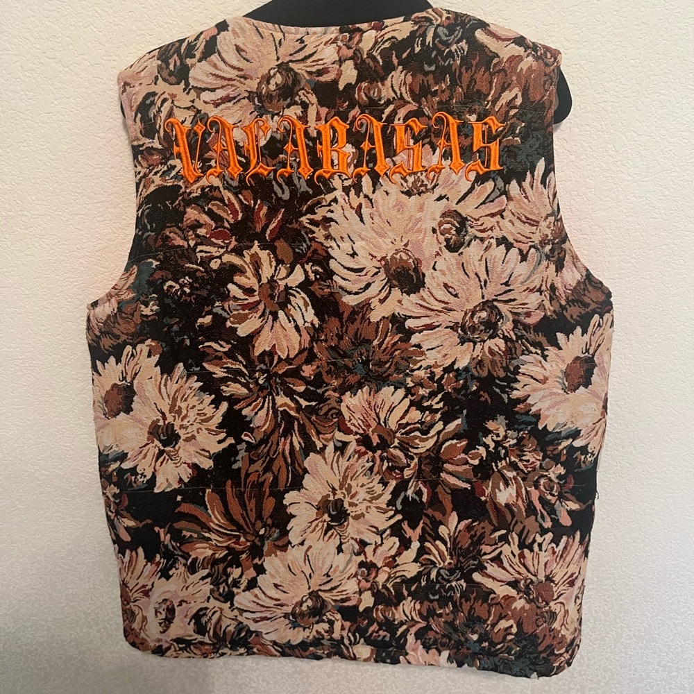 Floral Vest with Orange Lettering